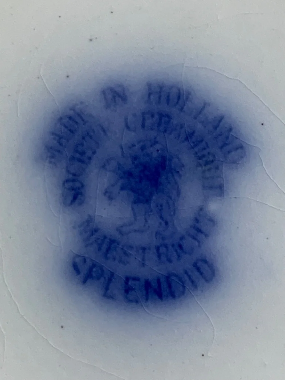 Antique Flow Blue Transferware Plate Societe Ceramique Maastricht Splendid 9”